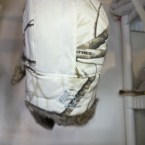 Canvas Bomber Hat -Realtree Snow w/Brown Rabbit Fur Size Medium LNWOT - Picture 2 of 13